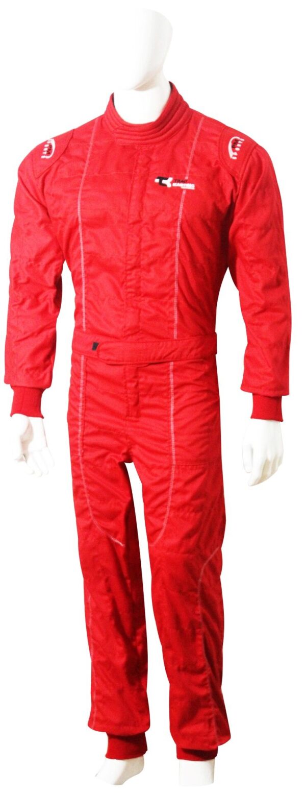 full red Go kart suit